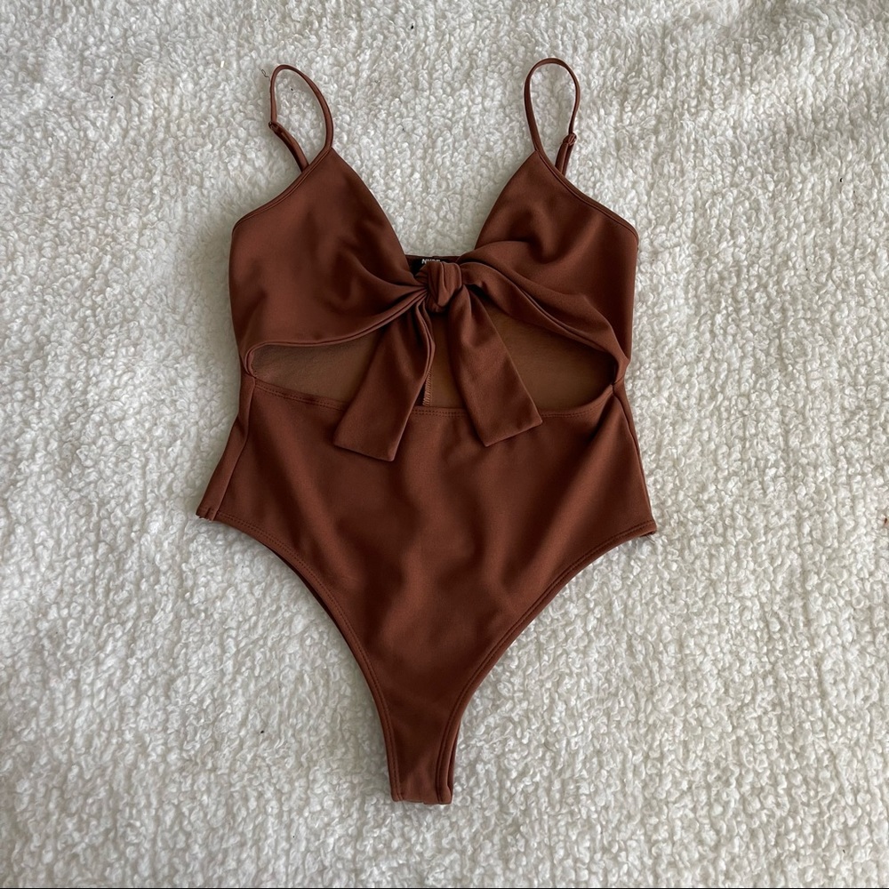 Brown Tie Body Suit